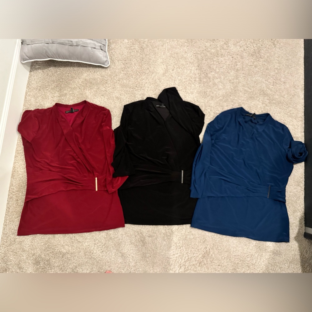 Set of 3 White House Black Market Draped Front / surplice Tops